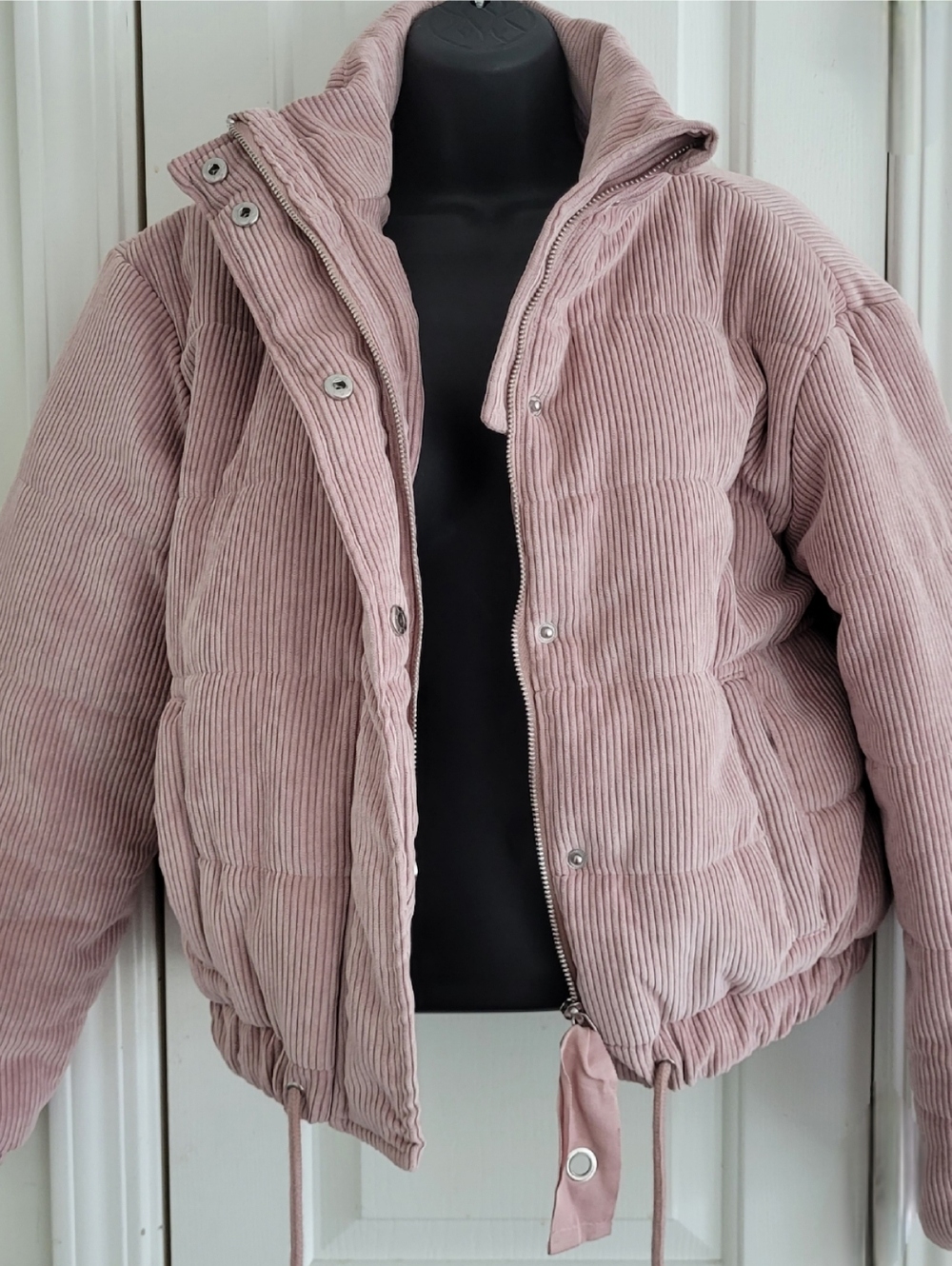 FashionNova Corduroy Puffer Jacket in Dusty Rose Sz XS NWT